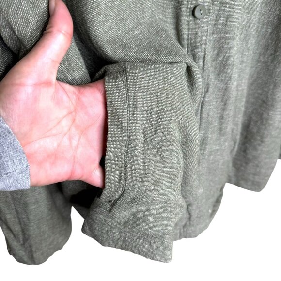 Vintage Linden Hill Tan Linen-Blend Button-Up Blouse Jacket, Lagenlook, Size 3x - Picture 3 of 7